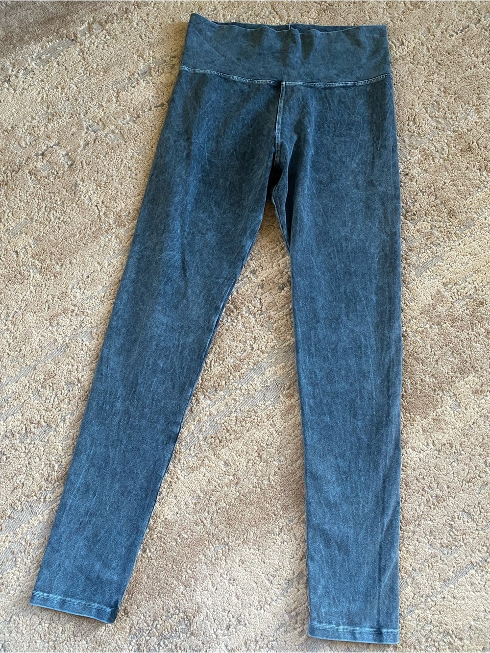 T Party High-Rise Blue Leggings Stretch Comfort Marbled Cotton: Medium